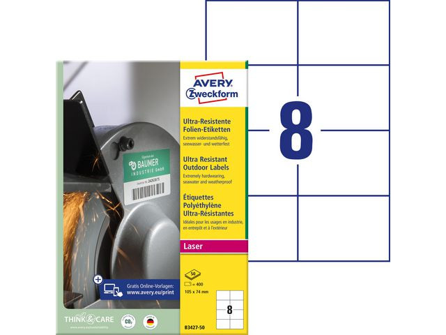 Etikett AVERY Stretch 74x105mm 400/fp