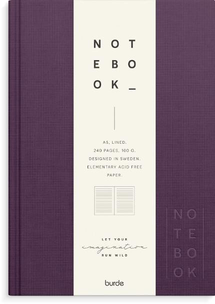 Ant.bok BURDE A5 textil linjerad lila