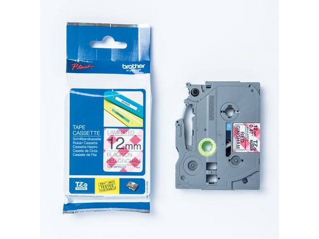 Tape BROTHER TZEMPRG31 12mm svart på röd