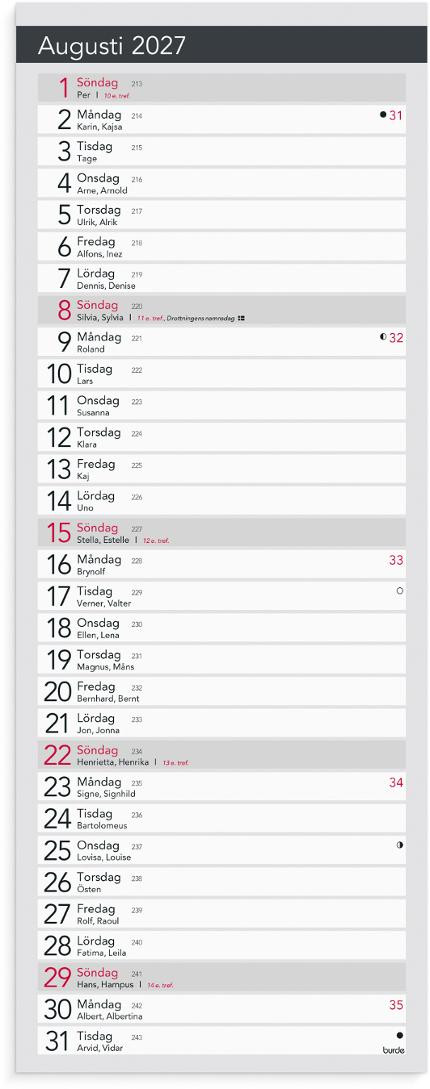 Liten Bordskalender Elegant 2027