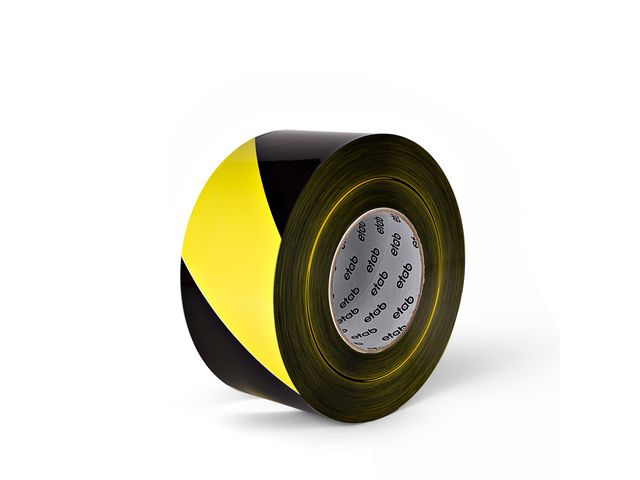 Varningsband 75mmx500m gul/svart