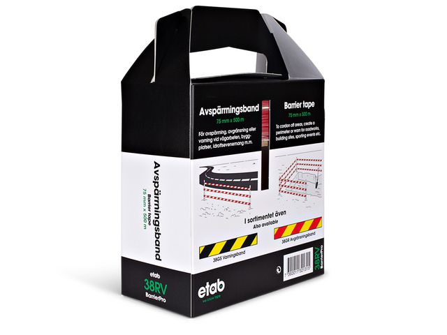 Varningsband 75mmx500m röd/vit