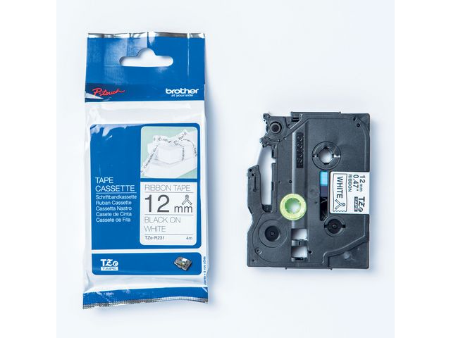 Tape BROTHER TZER231 12mm svart på vit