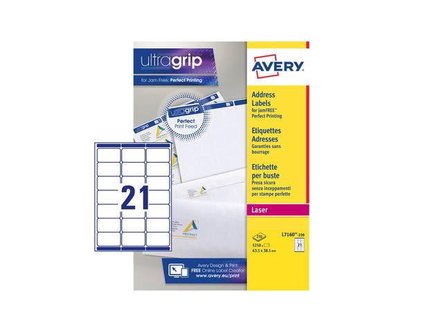 Etikett AVERY QP 63,5x38,1mm 5250/fp