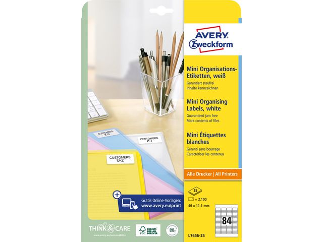 Etikett AVERY 46x11,1mm 2100/fp