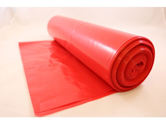 Plastsäck opt R100% 125L 50my röd 25/rl