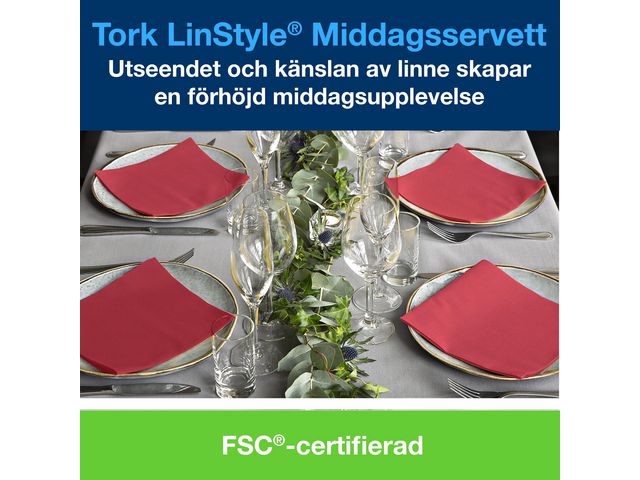 Servett TORK LinStyle Middag röd 50/fp