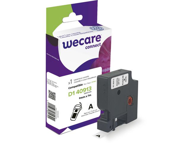 Tape WECARE 9mm svart på vit