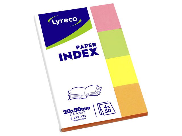 Indexflikar LYRECO 20x50mm 4 färg 200/fp