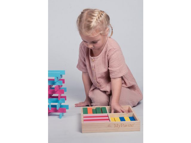 Byggklossar trä färg 12x2,5x0,8cm 100st