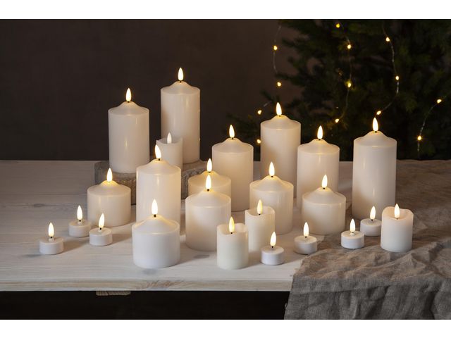 Blockljus STAR T LED Flamme 7,5cm vit