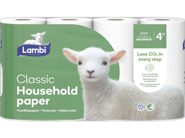 Hushållspapper LAMBI Classic vit 20/fp