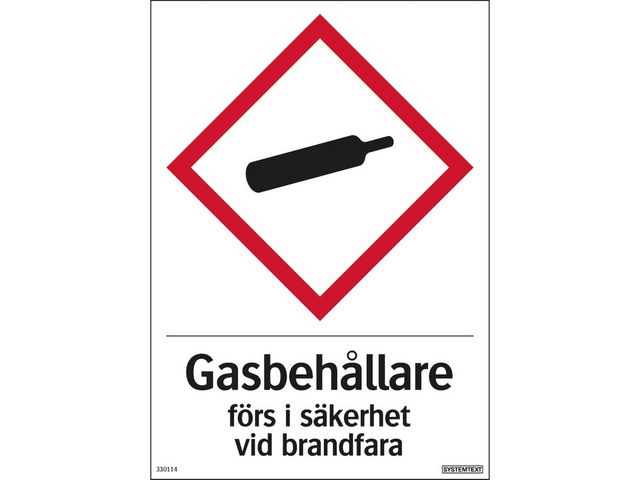 Skylt Gasbehållare plast 210x297mm