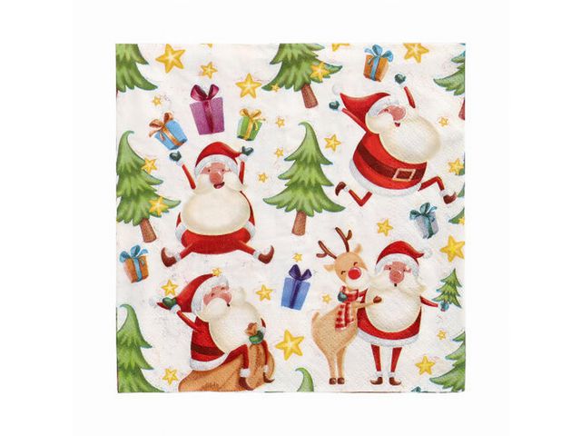 Servett Happy Santa 3-lags 33x33cm 20/fp